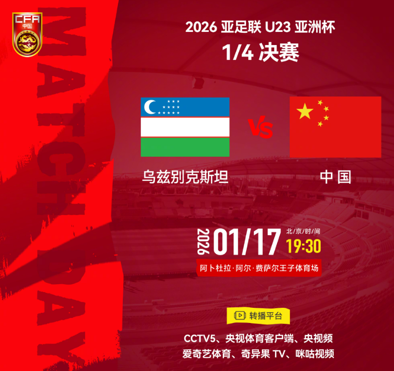 CCTV5直播，中国U23冲击四强，防守阵容更齐整，前场有两个变数